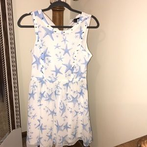 blue and white starfish stud dress